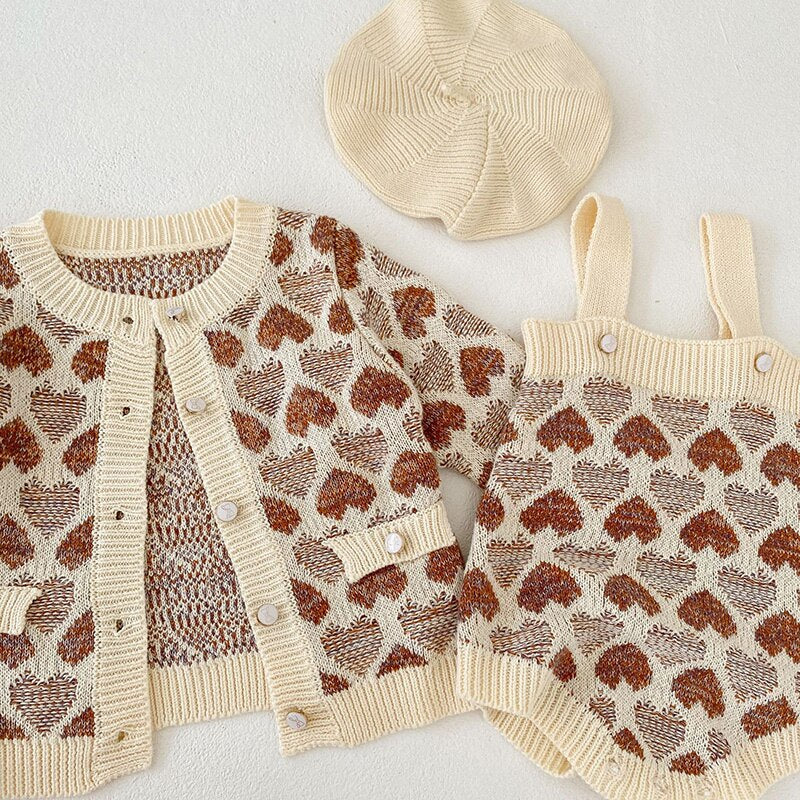 Vintage Hearts Cardigan/Romper Set