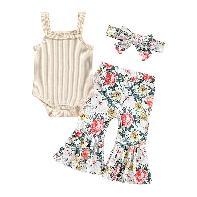 Ribbed Body, Floral Flares & Headband set