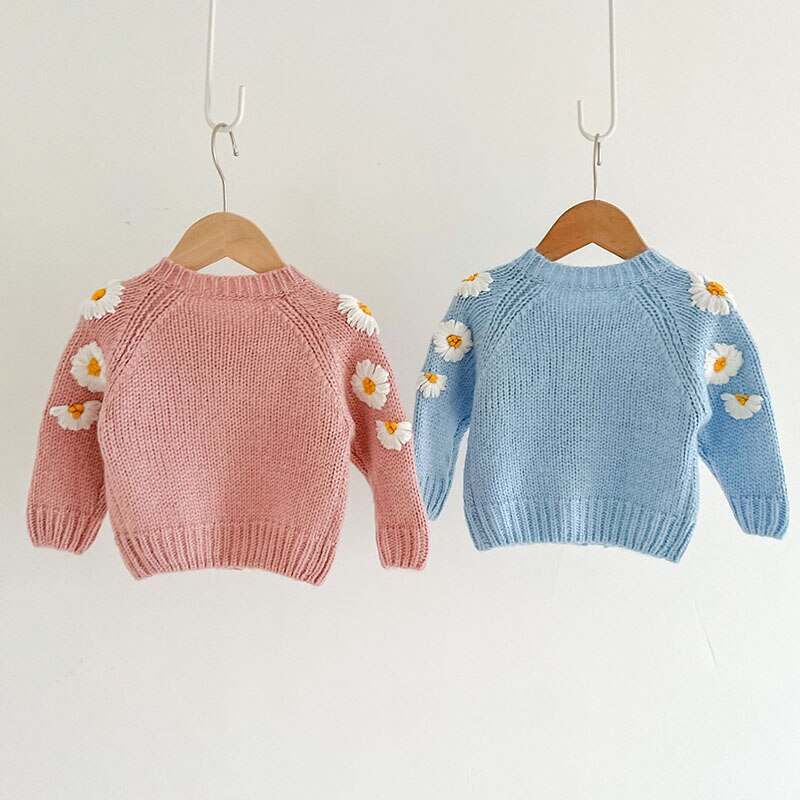 Knitted Daisy Embroidered Cardigan