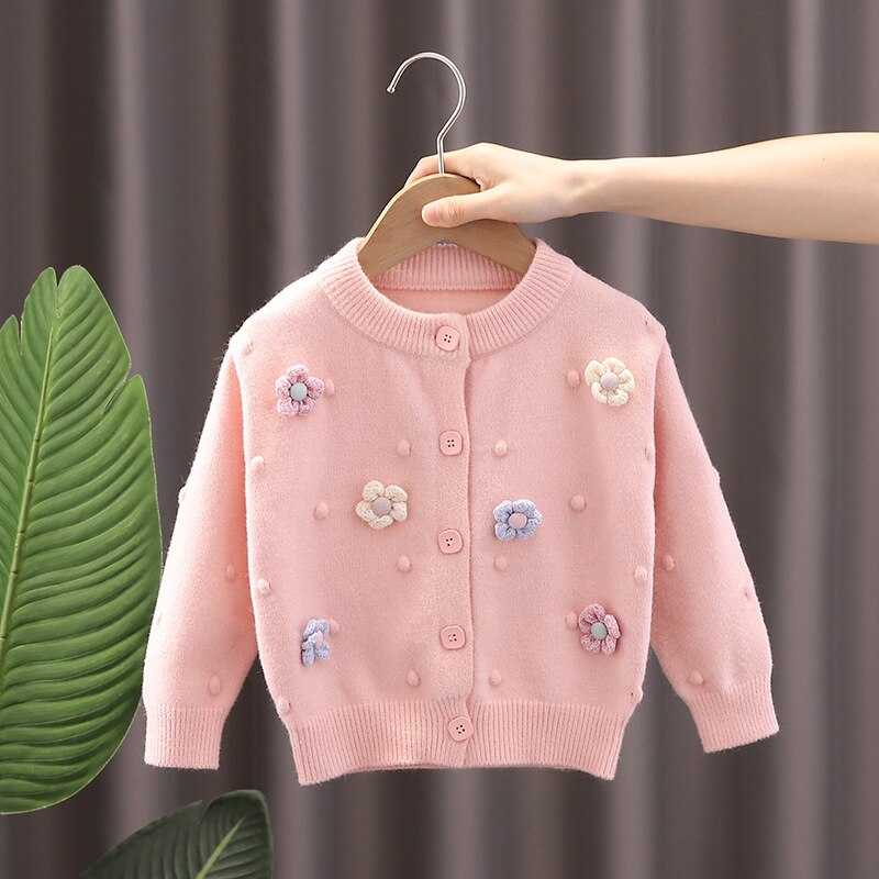 Pastel Daisies & Pom Pom Cardigan