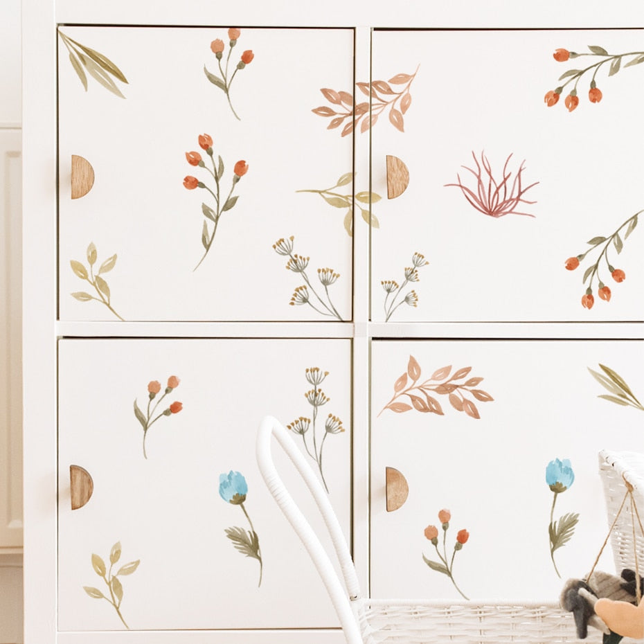 Boho Leaves & Field Flowers Wall Stickers