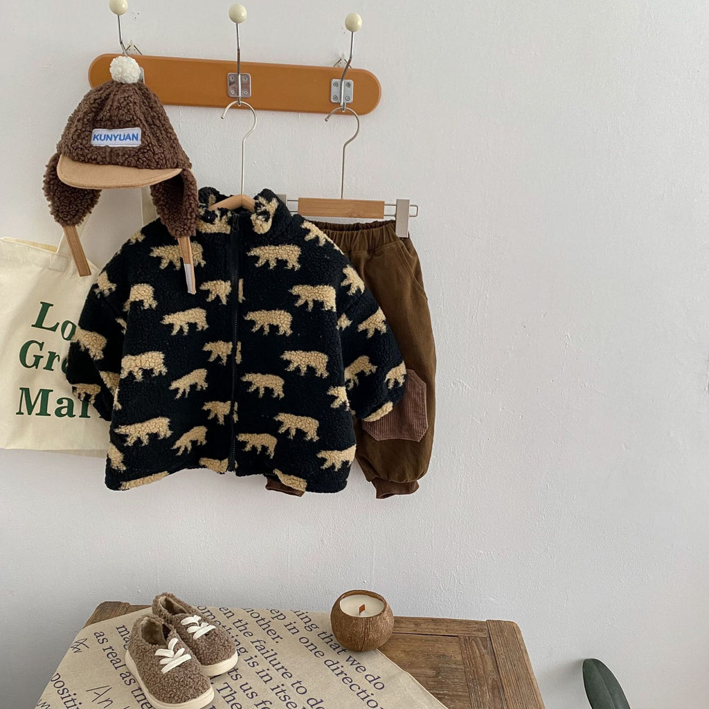 Bear Print Teddy Jacket