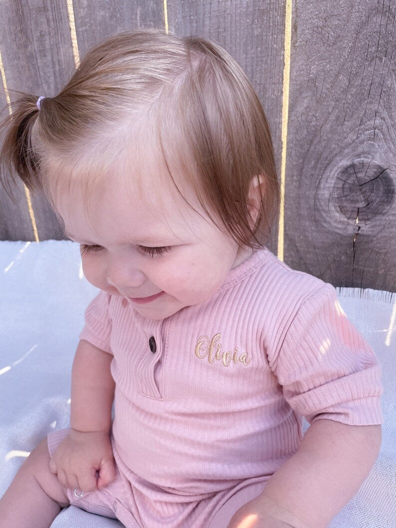 Personalised Embroidered Ribbed Romper
