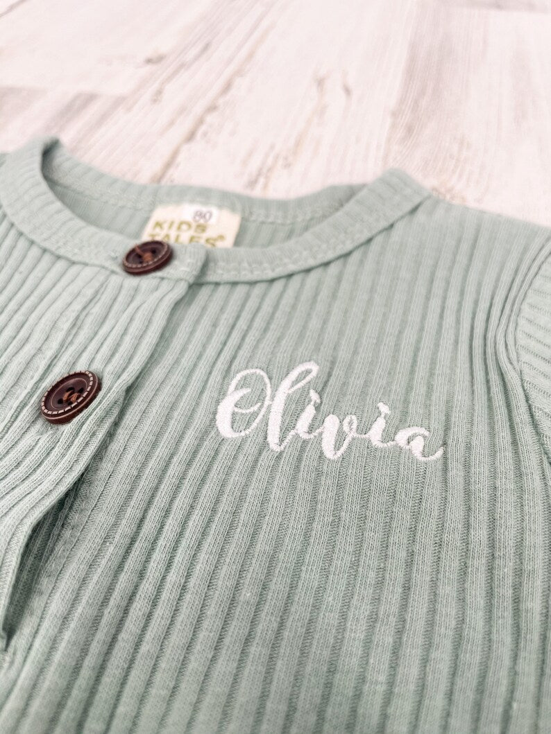 Personalised Embroidered Ribbed Romper