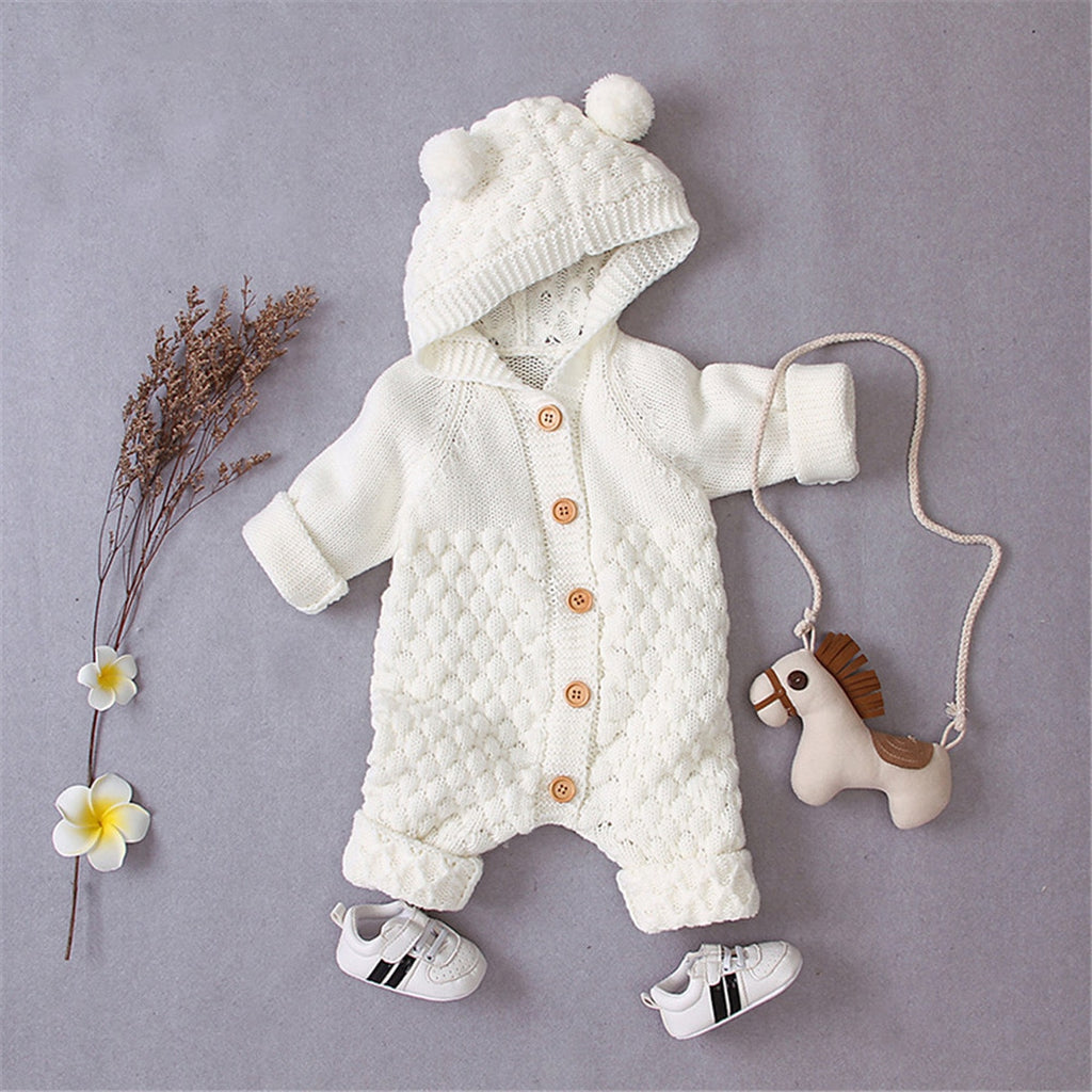 Hooded Bear Knit Romper