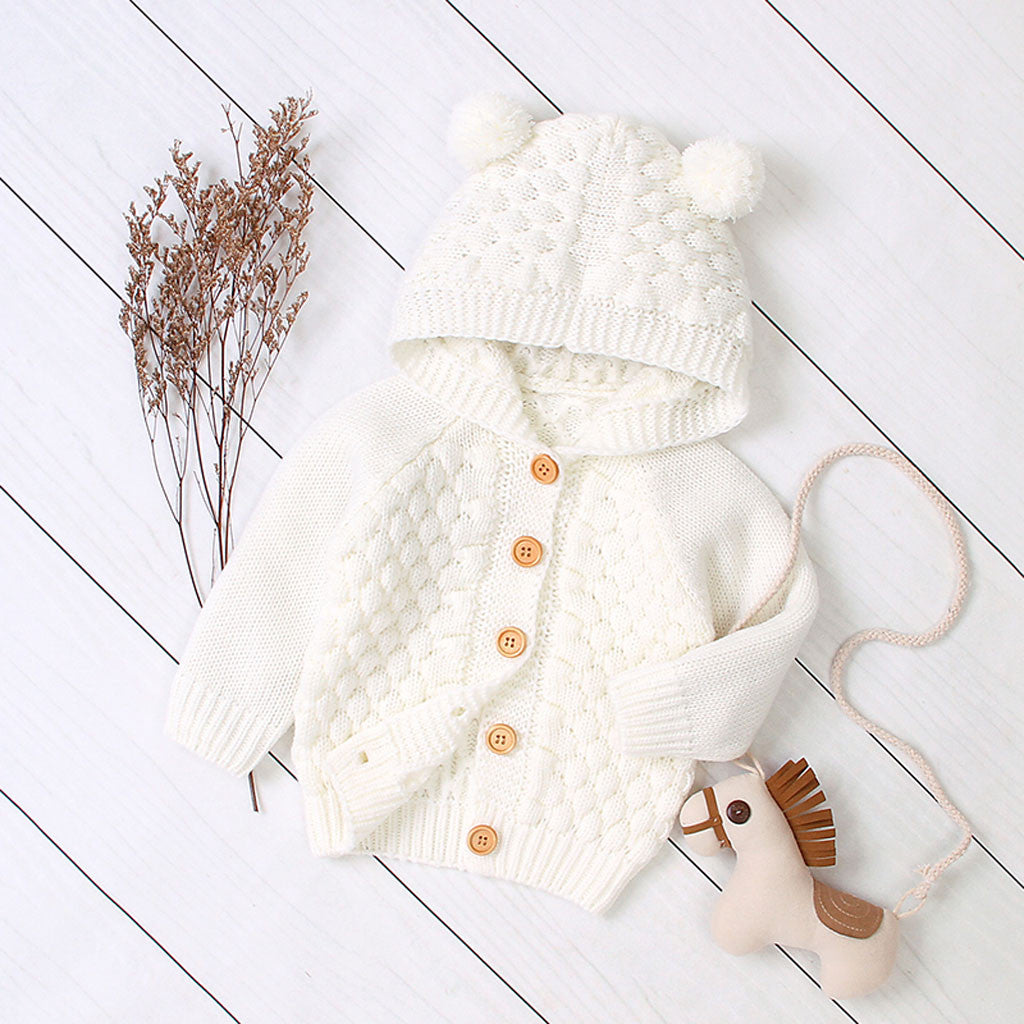 Hooded Bear Knit Cardigan