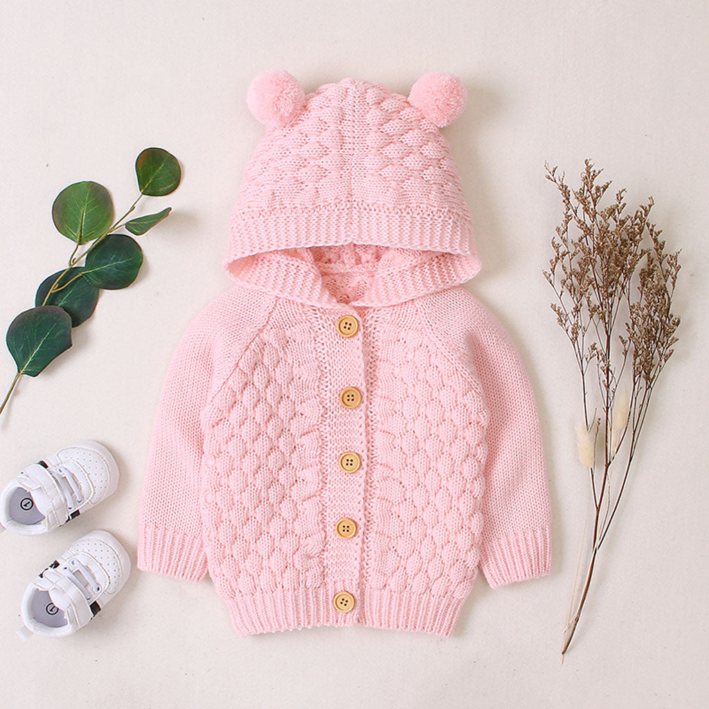 Hooded Bear Knit Cardigan
