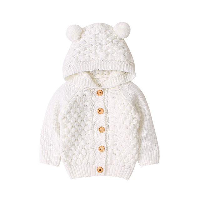 Hooded Bear Knit Cardigan
