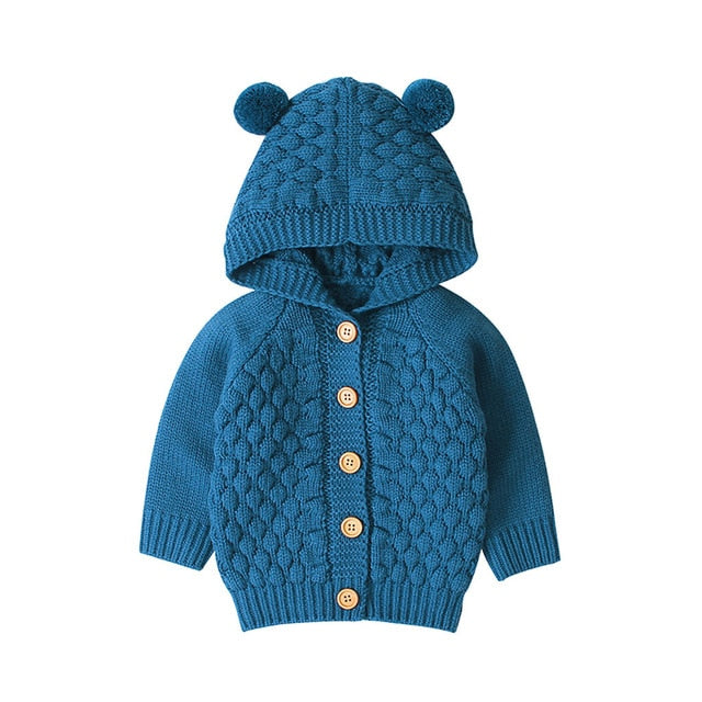 Hooded Bear Knit Cardigan