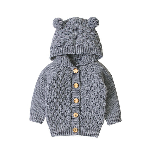 Hooded Bear Knit Cardigan
