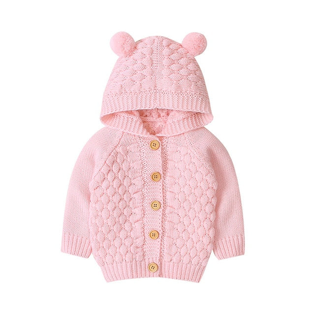 Hooded Bear Knit Cardigan