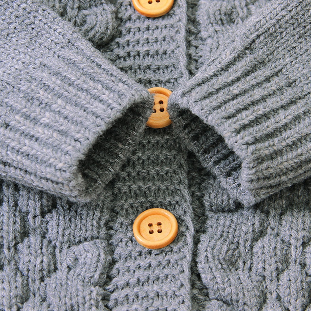 Hooded Bear Knit Cardigan