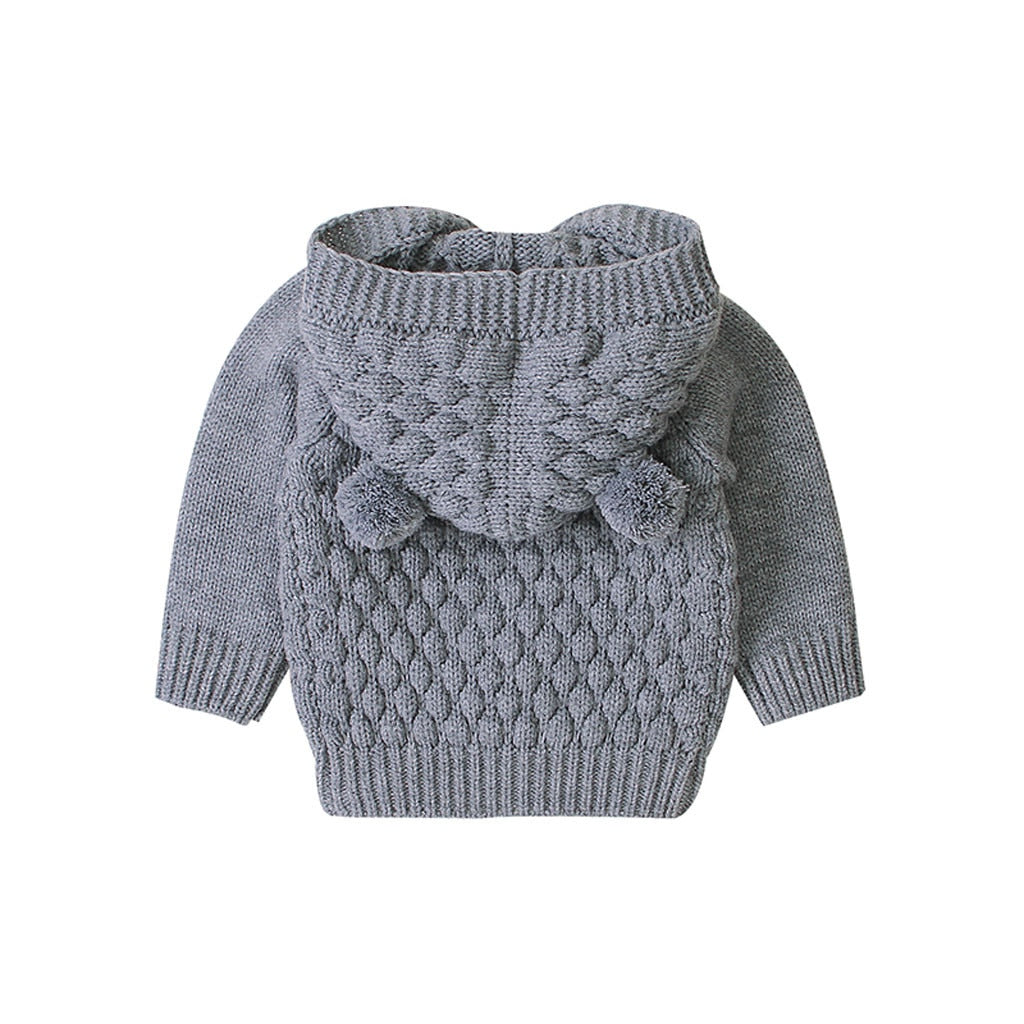 Hooded Bear Knit Cardigan
