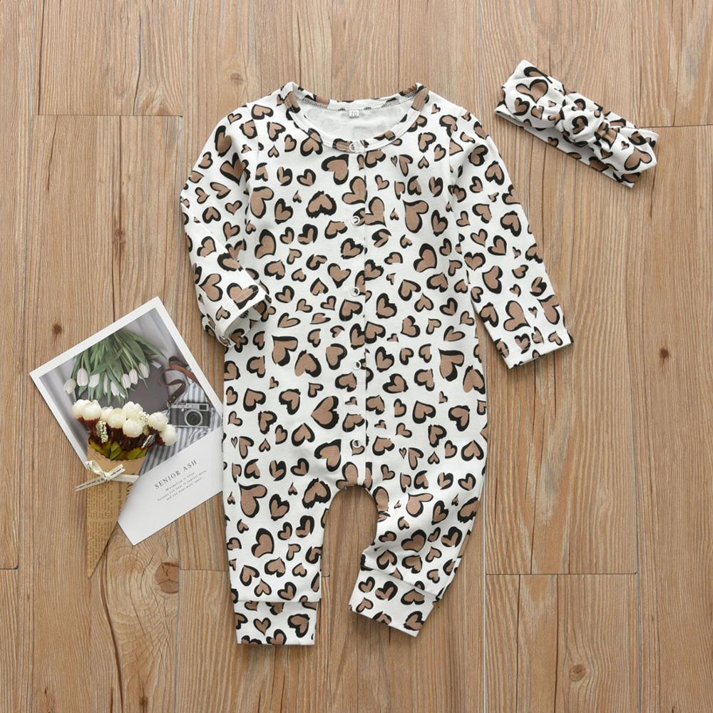 Leopard Hearts Print Romper & Headwrap