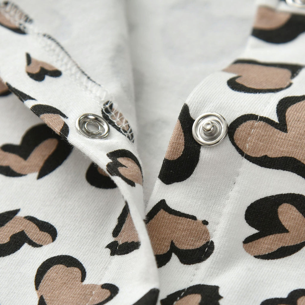 Leopard Hearts Print Romper & Headwrap