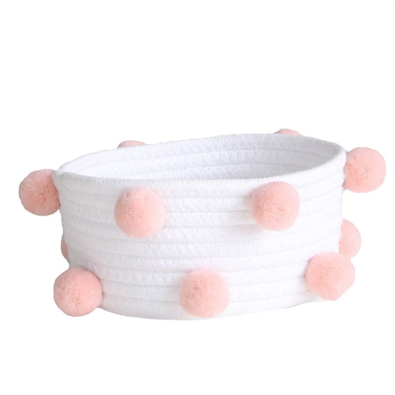Pom Pom Cotton Rope Storage Basket