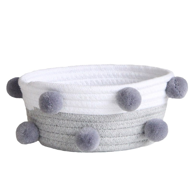 Pom Pom Cotton Rope Storage Basket