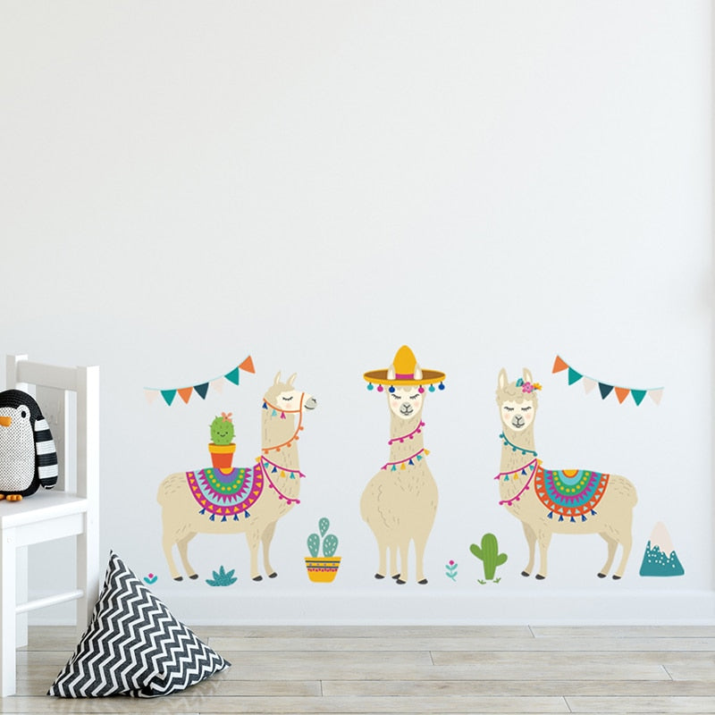 Cartoon Llama Wall Stickers