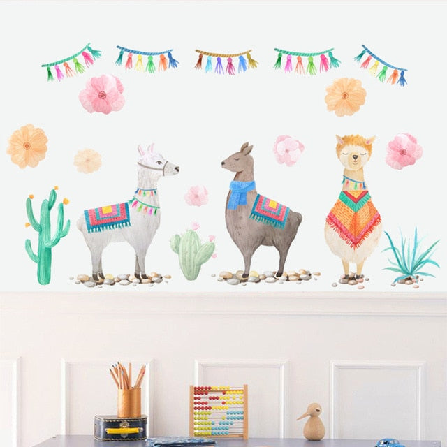 Cartoon Llama Wall Stickers