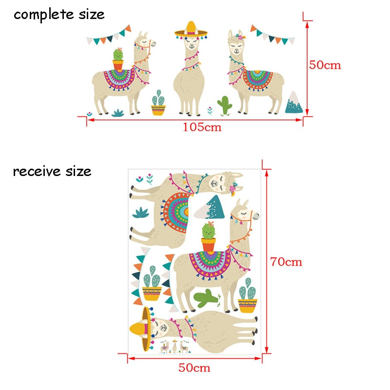 Cartoon Llama Wall Stickers