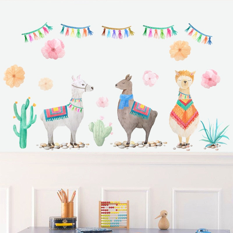 Cartoon Llama Wall Stickers