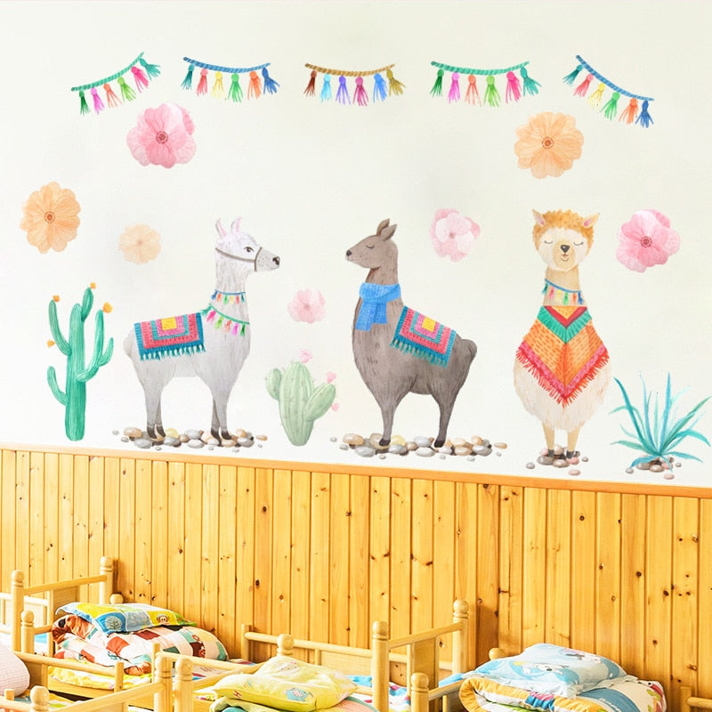 Cartoon Llama Wall Stickers