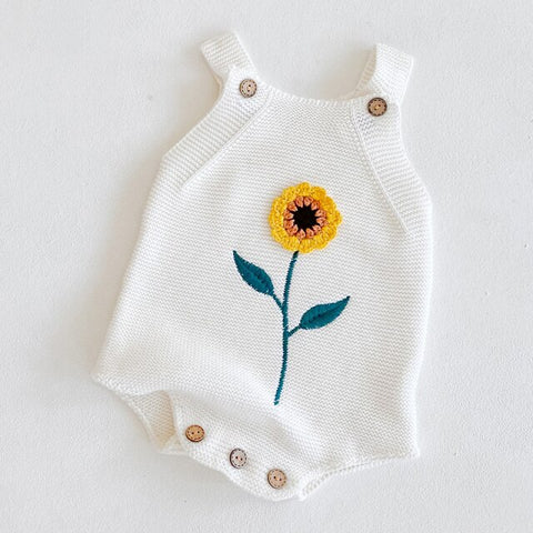 White Knitted Sunflower Romper