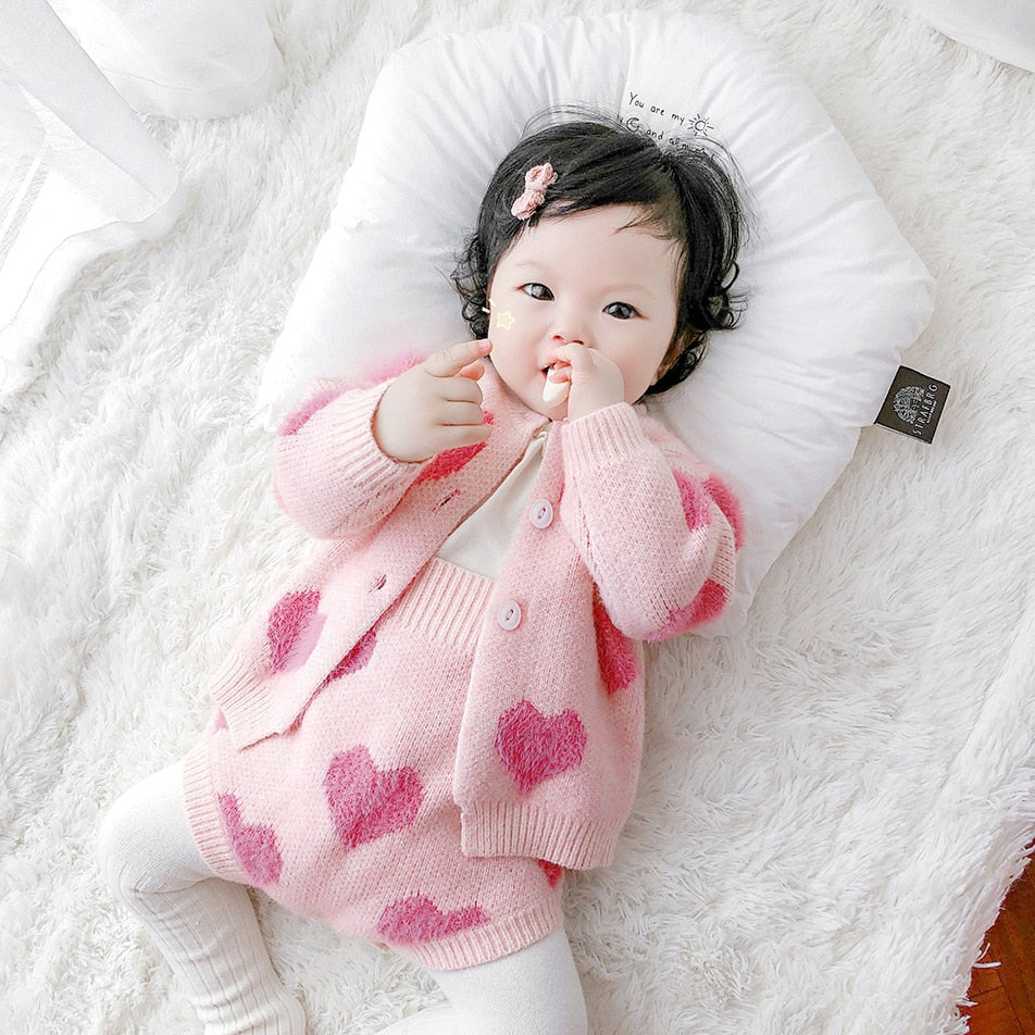 2 Piece Knitted Love Heart Set