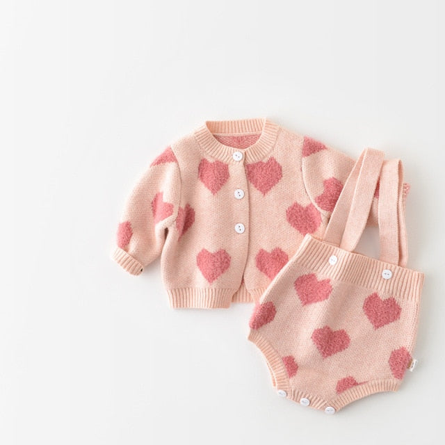 2 Piece Knitted Love Heart Set