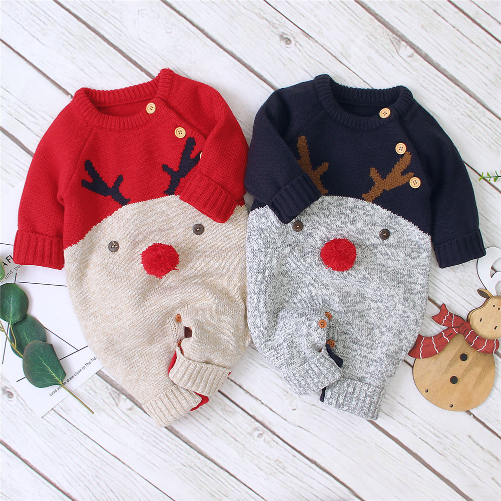 Rudolph Reindeer Knit Romper