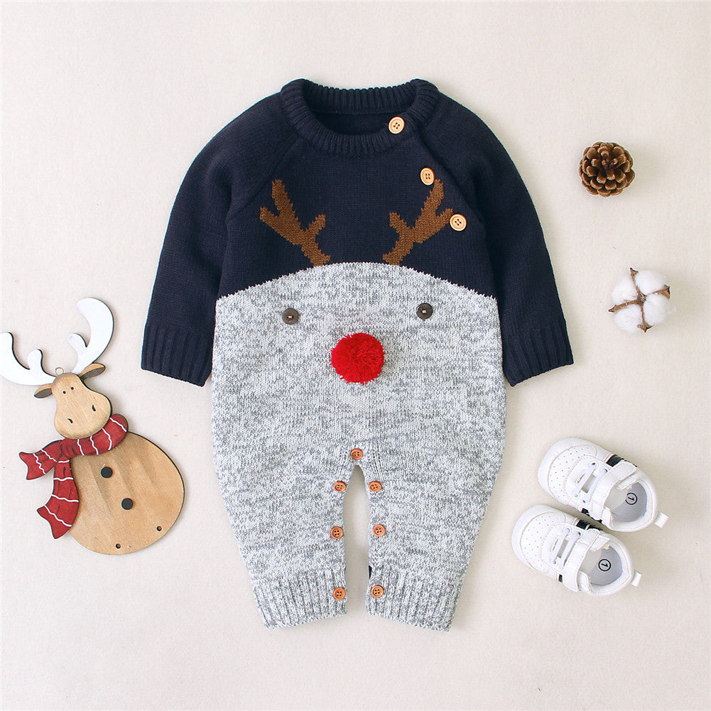 Rudolph Reindeer Knit Romper