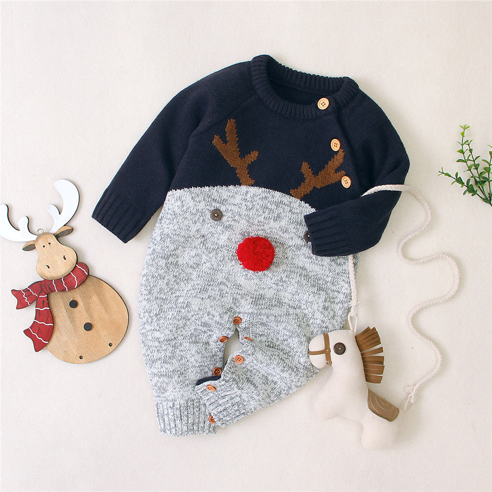 Rudolph Reindeer Knit Romper