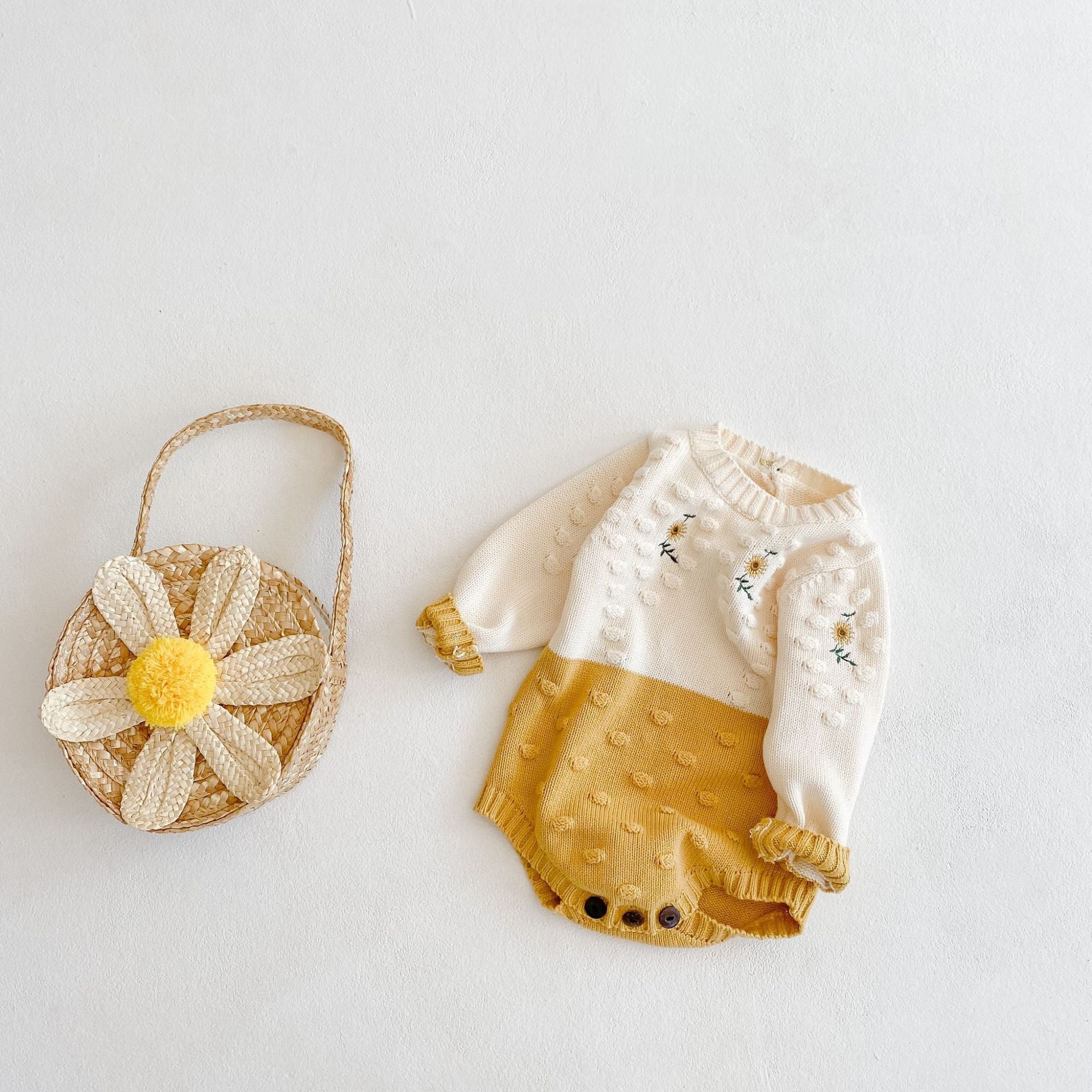 Little Sunflower Embroidery Romper