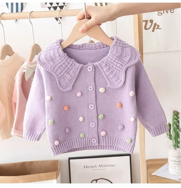 Knitted Pom Pom Cardigan