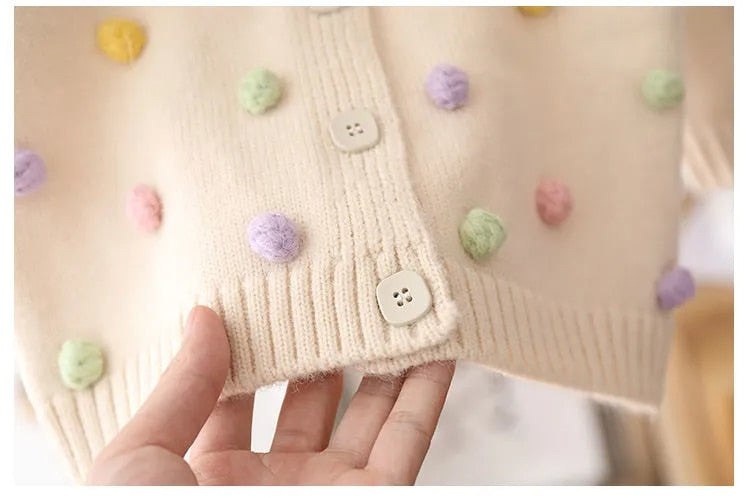 Knitted Pom Pom Cardigan