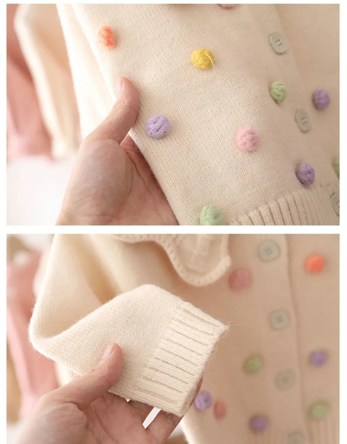 Knitted Pom Pom Cardigan